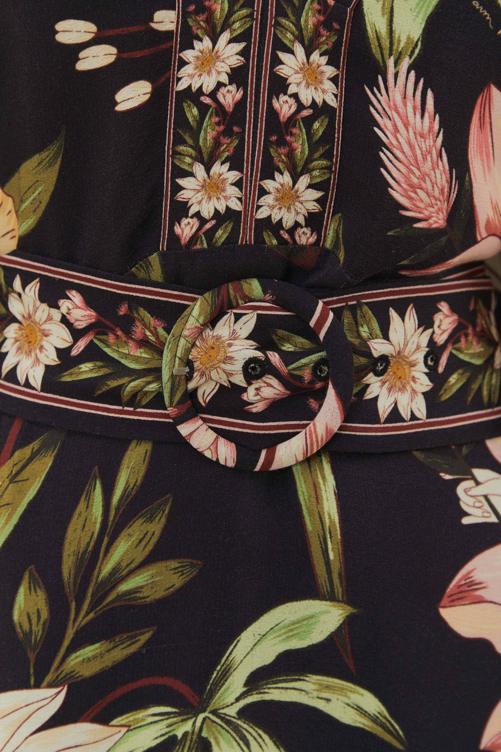 Robe courte Surreal Flowers à manches longues - Noir