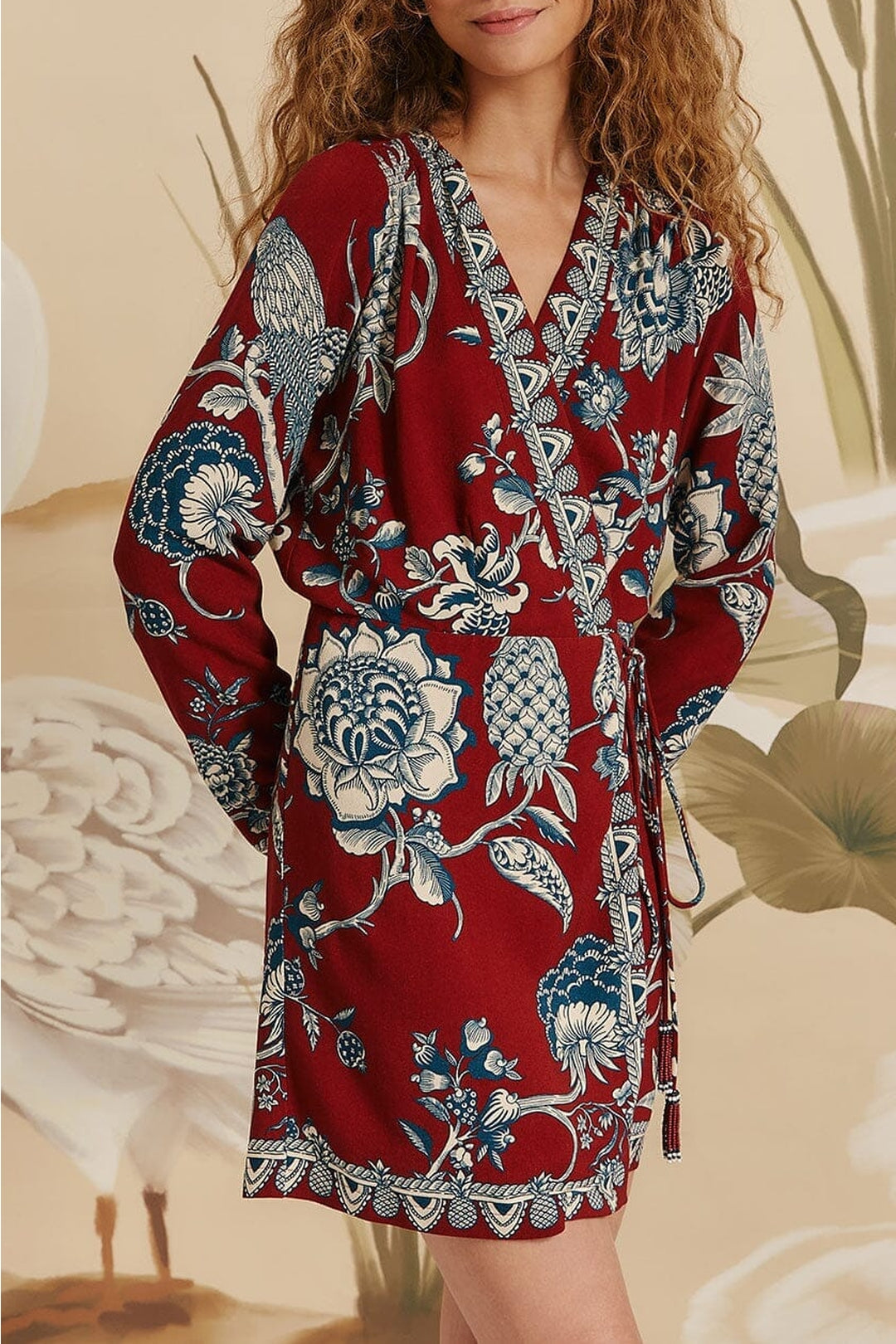 Robe courte Tropical Landing - Rouge