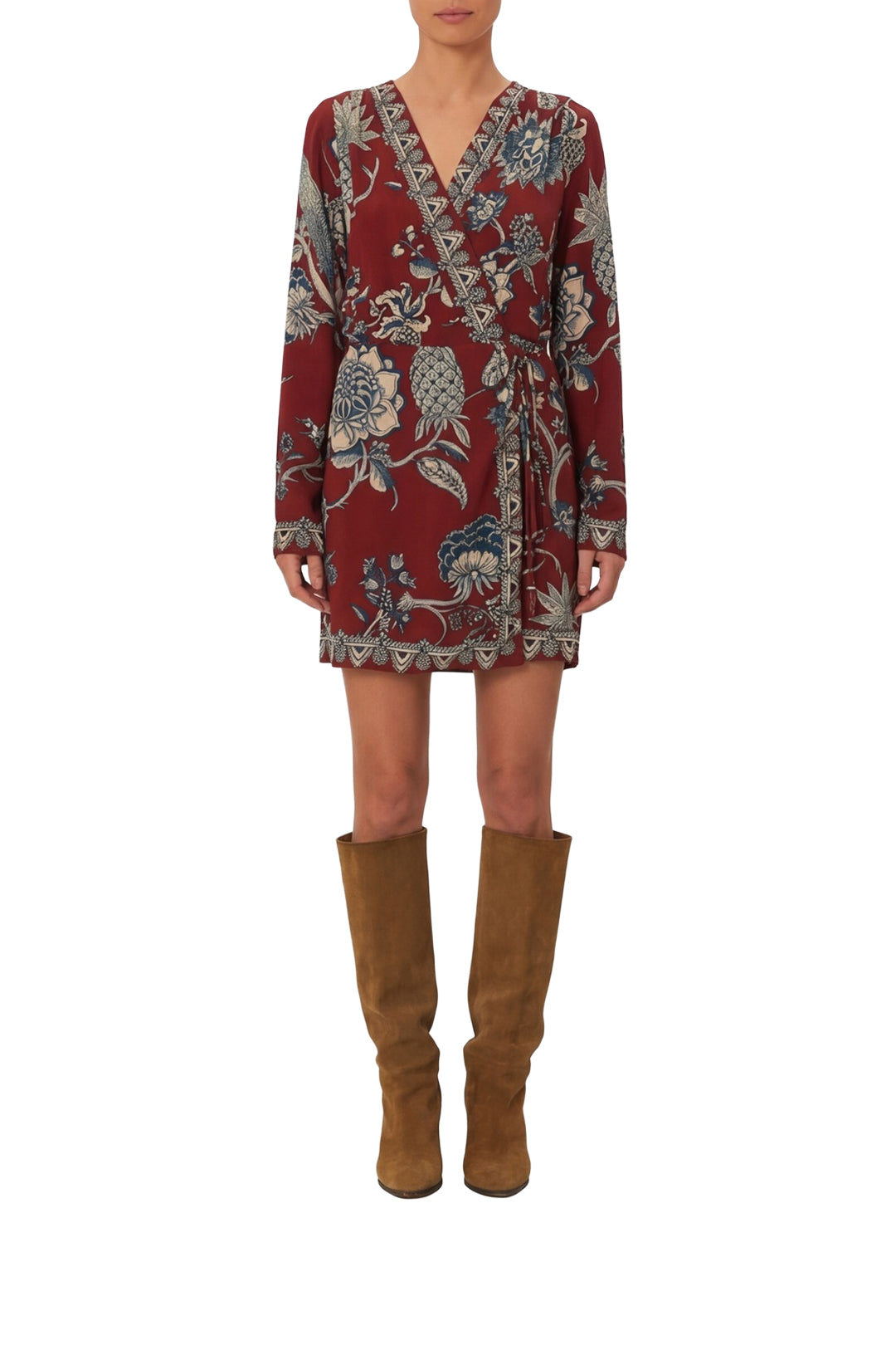 Robe courte Tropical Landing - Rouge