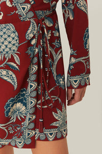 Robe courte Tropical Landing - Rouge