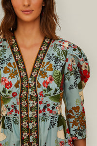 Robe courte Beauty Bouquet en coton - Bleu