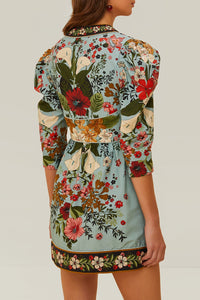 Robe courte Beauty Bouquet en coton - Bleu