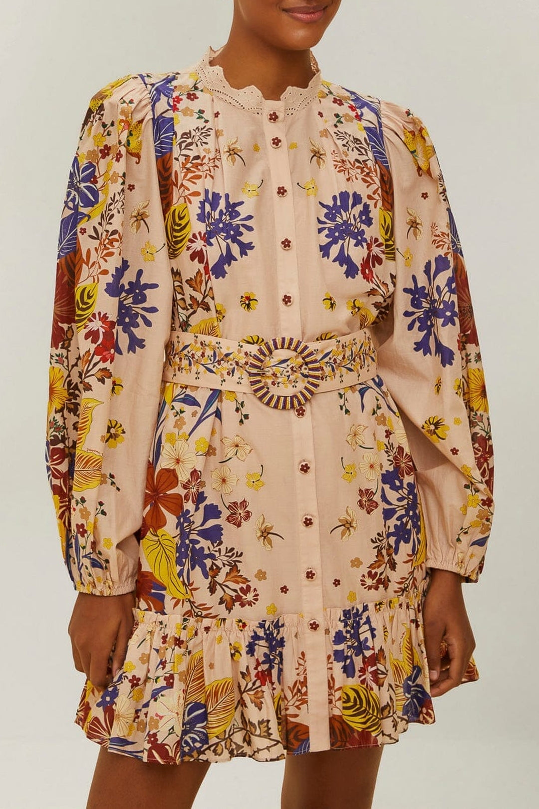 Robe courte Beauty Bouquet en coton - Rose