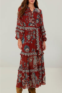 Robe longue Tropical Landing - Rouge