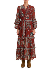 Robe longue Tropical Landing - Rouge