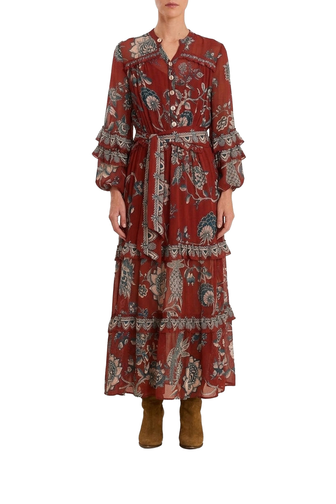 Robe longue Tropical Landing - Rouge