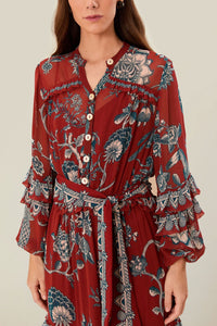 Robe longue Tropical Landing - Rouge