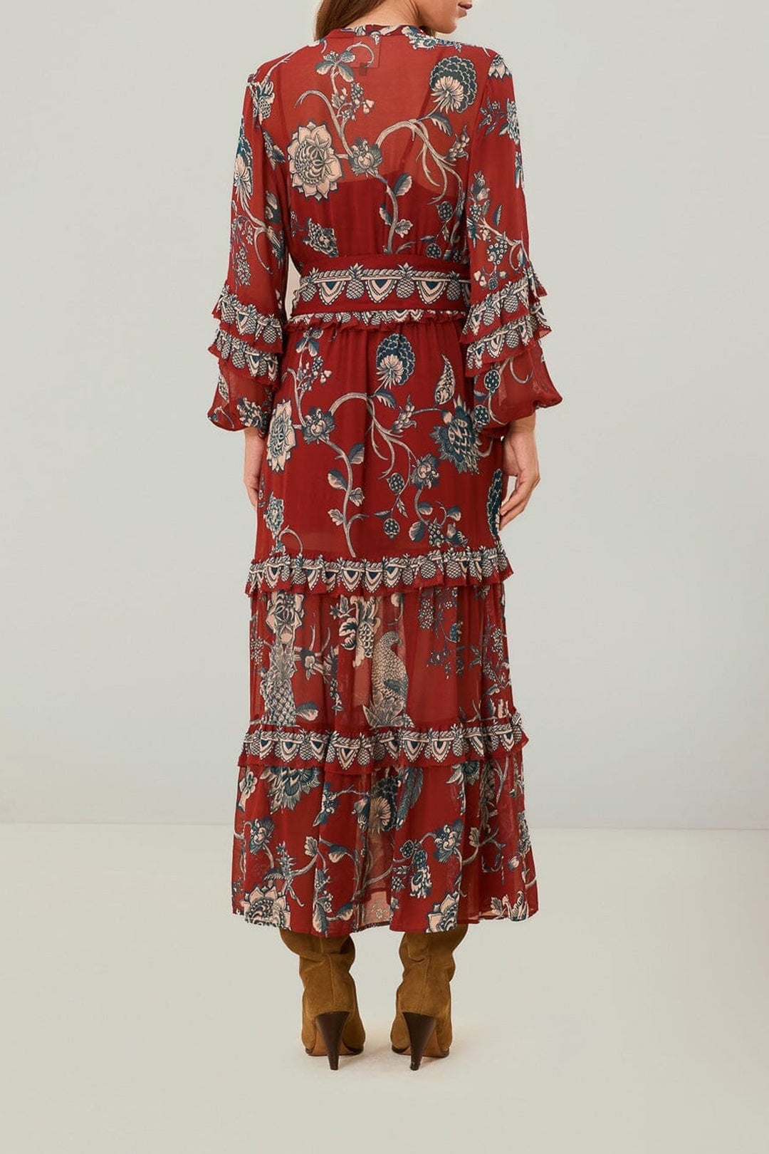 Robe longue Tropical Landing - Rouge