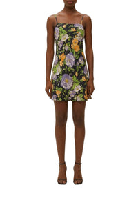 Robe courte sans emmanchures à motif floral - Noir