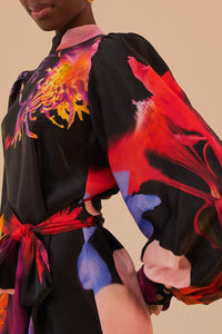 DJV_Blurry Floral Black Robes courtes - Blurry Floral Black