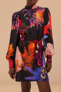 DJV_Blurry Floral Black Robes courtes - Blurry Floral Black