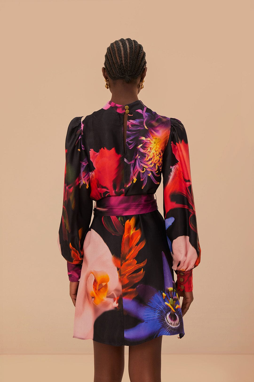 DJV_Blurry Floral Black Robes courtes - Blurry Floral Black