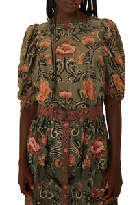 DJV_Arabesque Floral Green Chemises & Blouses - Arabesque Floral Green