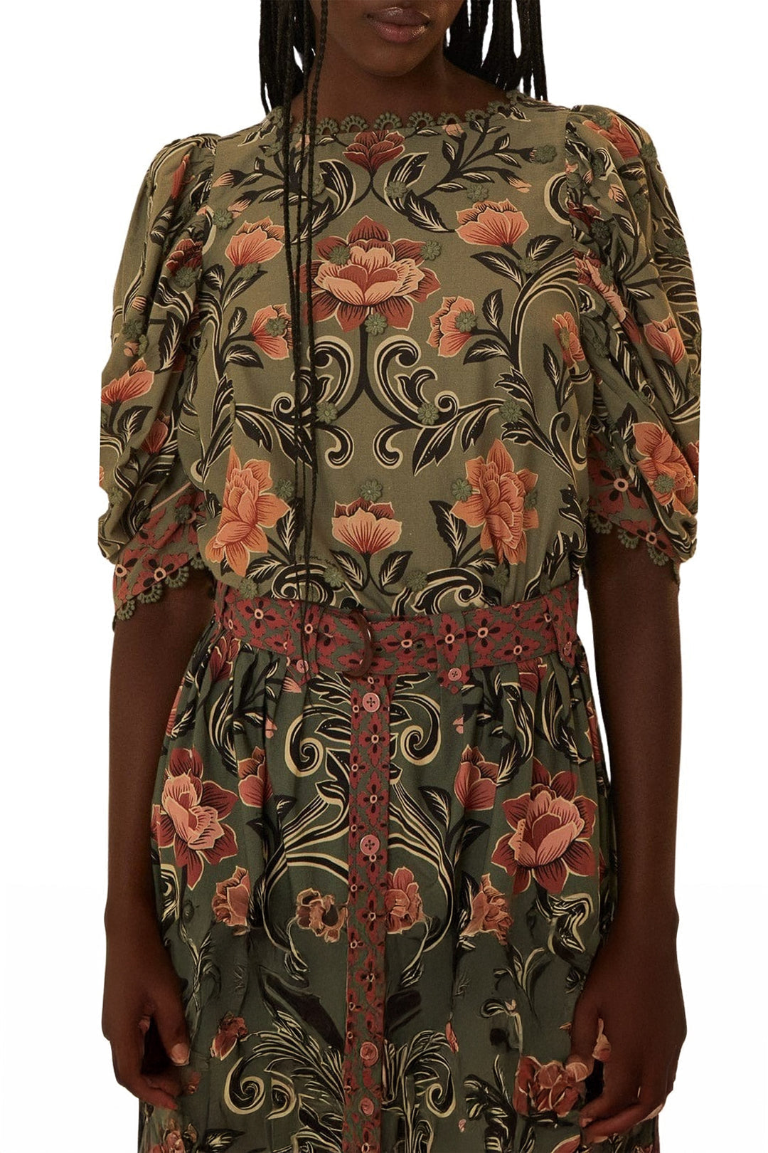 DJV_Arabesque Floral Green Chemises & Blouses - Arabesque Floral Green