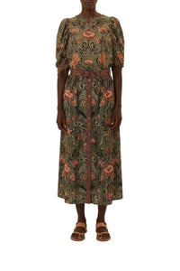 BADVIEW_DJV_Arabesque Floral Green Chemises & Blouses - Arabesque Floral Green