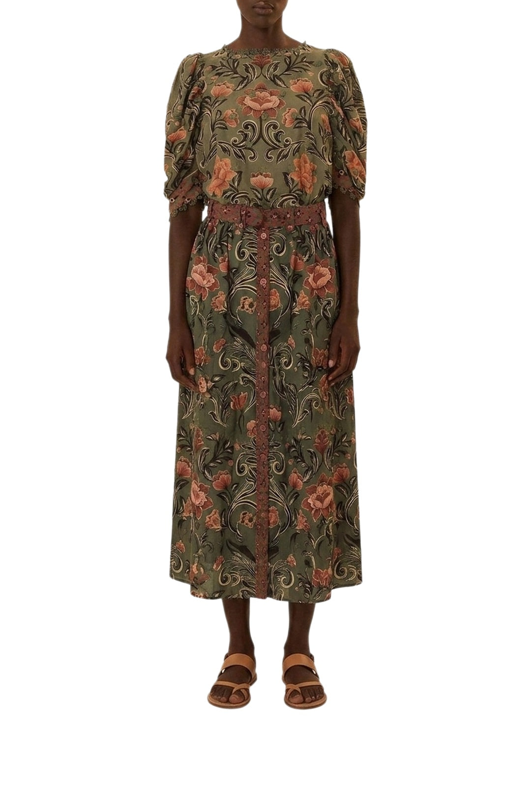 BADVIEW_DJV_Arabesque Floral Green Chemises & Blouses - Arabesque Floral Green