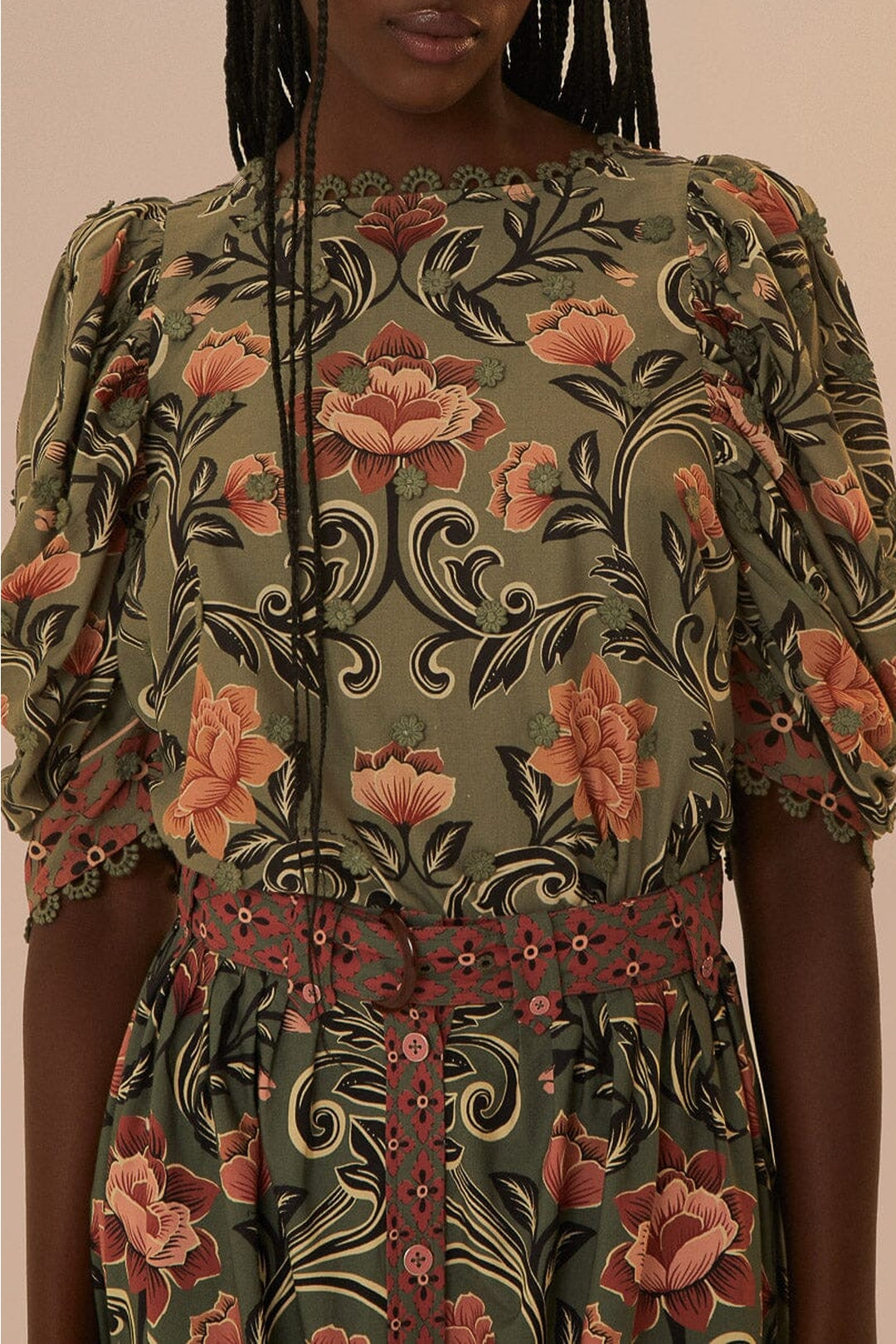DJV_Arabesque Floral Green Chemises & Blouses - Arabesque Floral Green