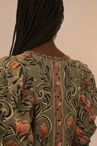 DJV_Arabesque Floral Green Chemises & Blouses - Arabesque Floral Green