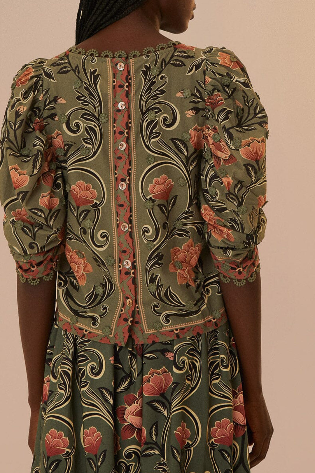 DJV_Arabesque Floral Green Chemises & Blouses - Arabesque Floral Green