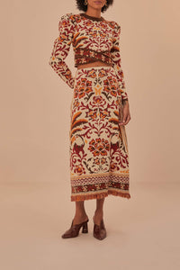 Pull court croisé en maille - Beige