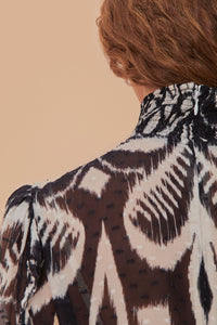Robe courte à motif ikat Ananas - Noir