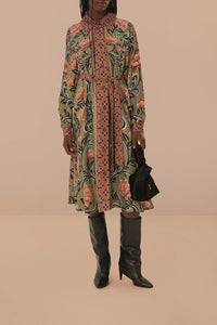 Robe midi Arabesque Floral - Vert
