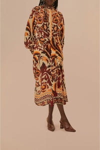 DJV_Toucans Scarf Cream Robes midi - Toucans Scarf Cream
