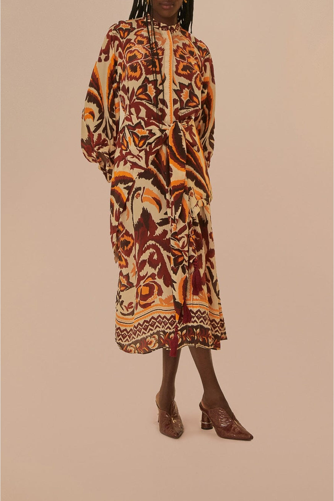 DJV_Toucans Scarf Cream Robes midi - Toucans Scarf Cream