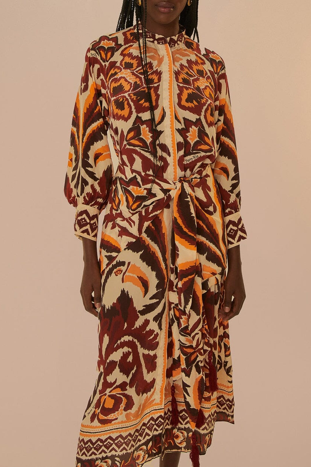 DJV_Toucans Scarf Cream Robes midi - Toucans Scarf Cream