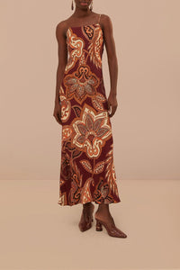 DJV_Leopard Paisley Burgundy Robes midi - Leopard Paisley Burgundy