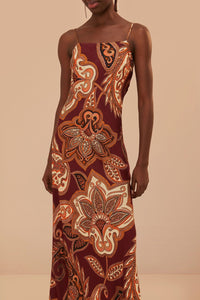 DJV_Leopard Paisley Burgundy Robes midi - Leopard Paisley Burgundy