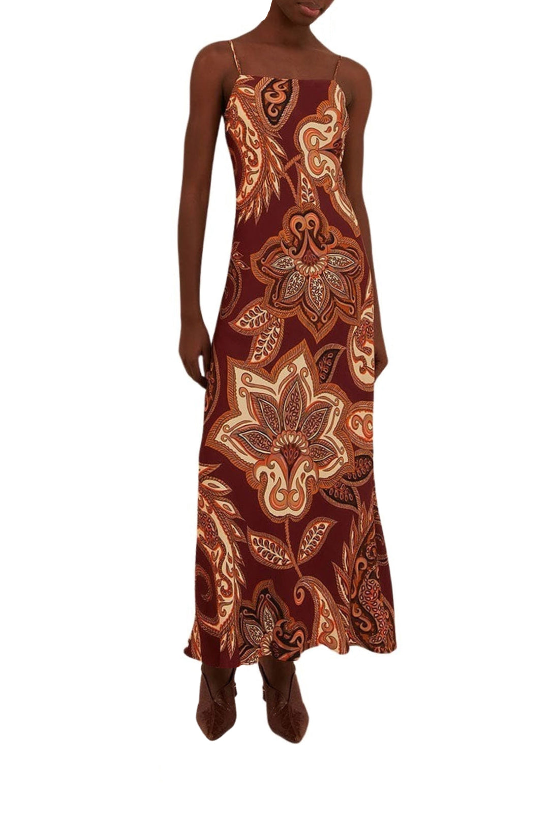 DJV_Leopard Paisley Burgundy Robes midi - Leopard Paisley Burgundy