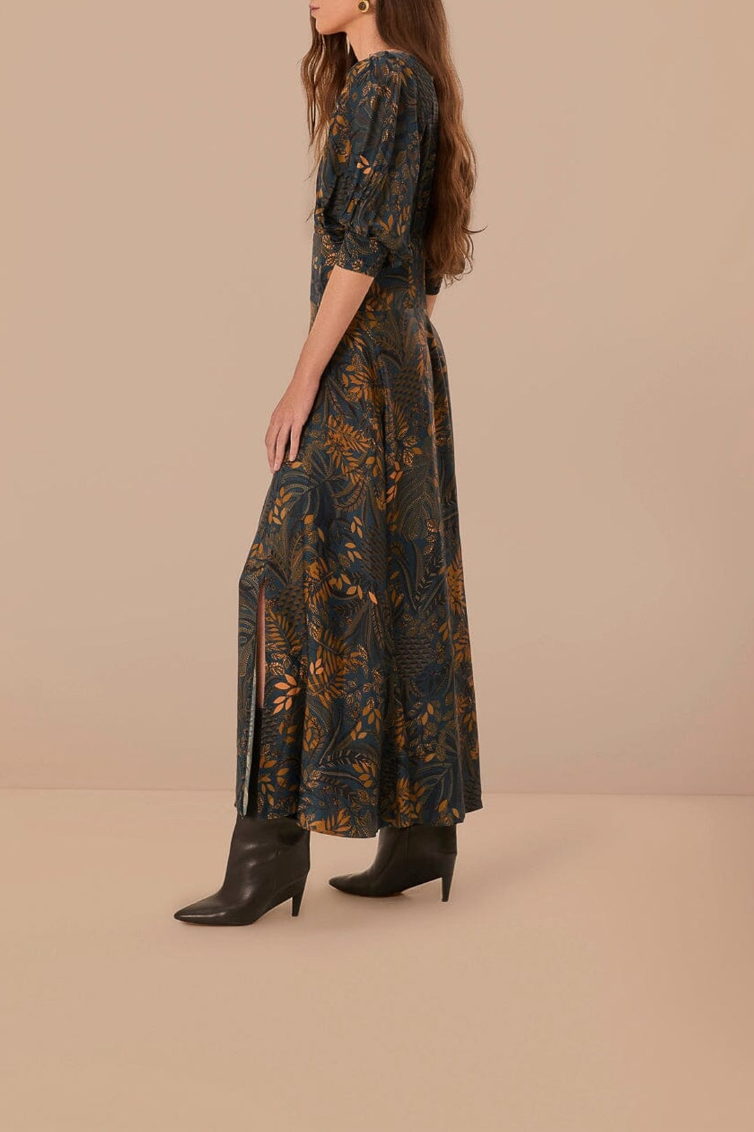 Dotted Forest Teal Robe midi - Dotted Forest Teal