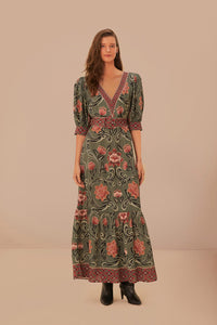 NEW_Arabesque Floral Green Robes longues - Arabesque Floral Green