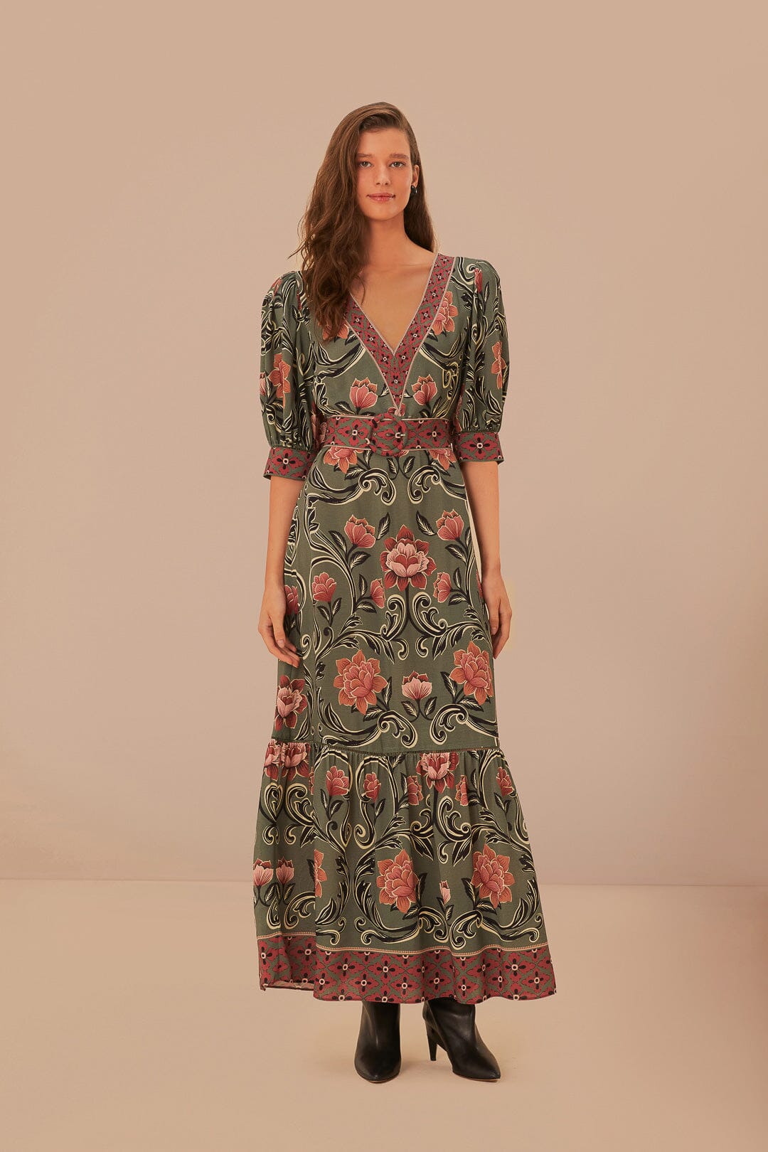 NEW_Arabesque Floral Green Robes longues - Arabesque Floral Green