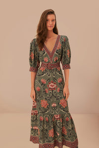 NEW_Arabesque Floral Green Robes longues - Arabesque Floral Green
