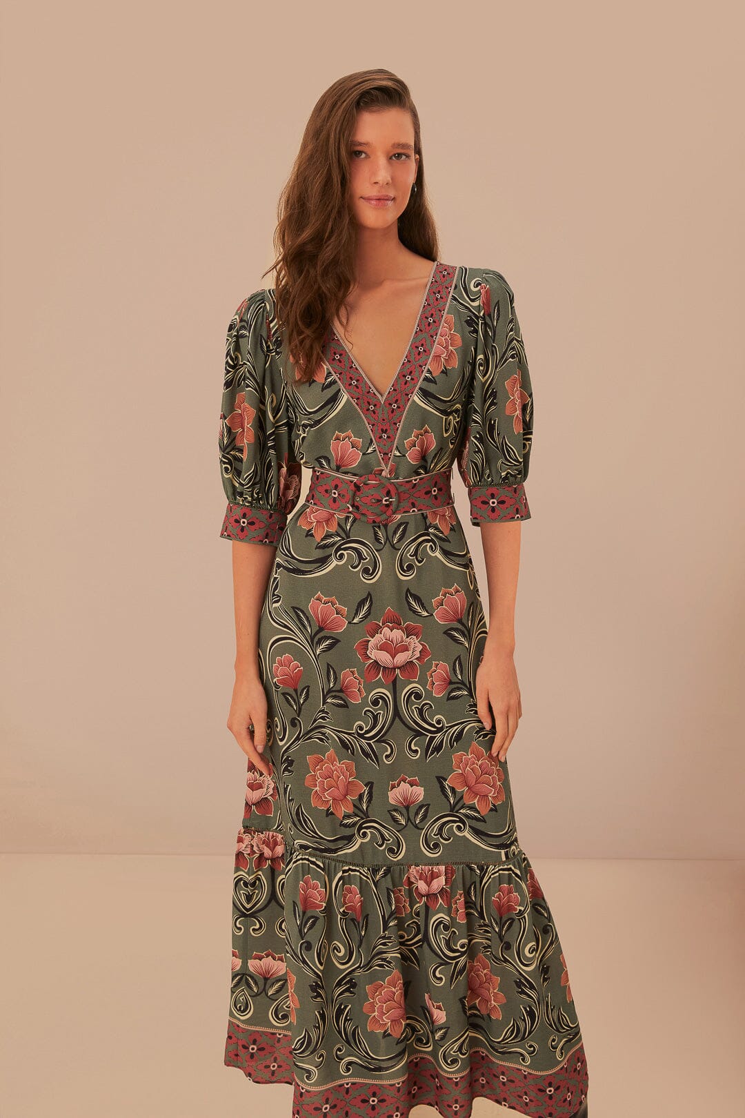 NEW_Arabesque Floral Green Robes longues - Arabesque Floral Green