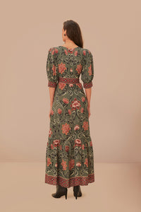 NEW_Arabesque Floral Green Robes longues - Arabesque Floral Green