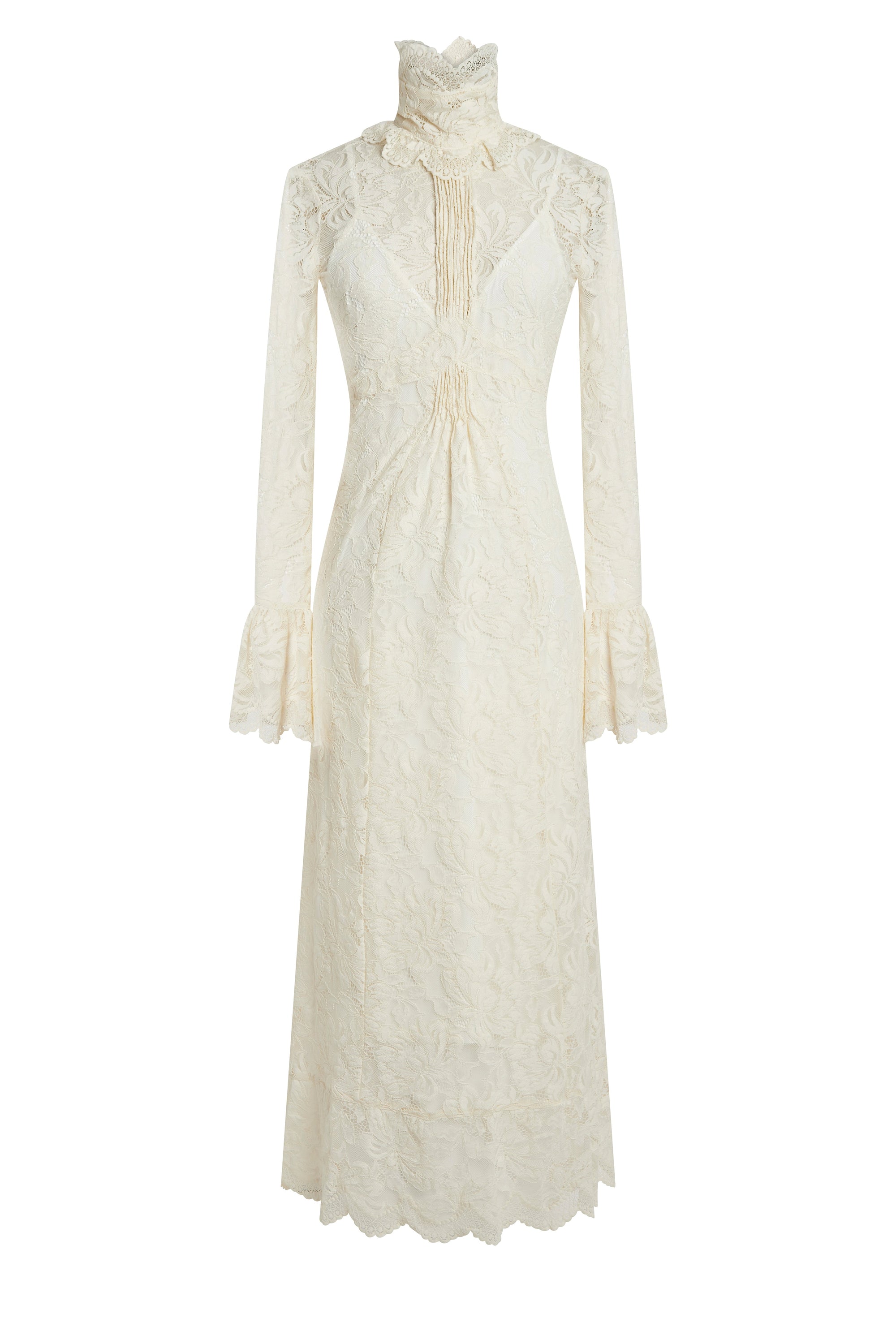 Robe manches longues en dentelle - Ivory