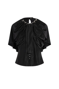 Blouse à manches drapées et à chaîne - Black