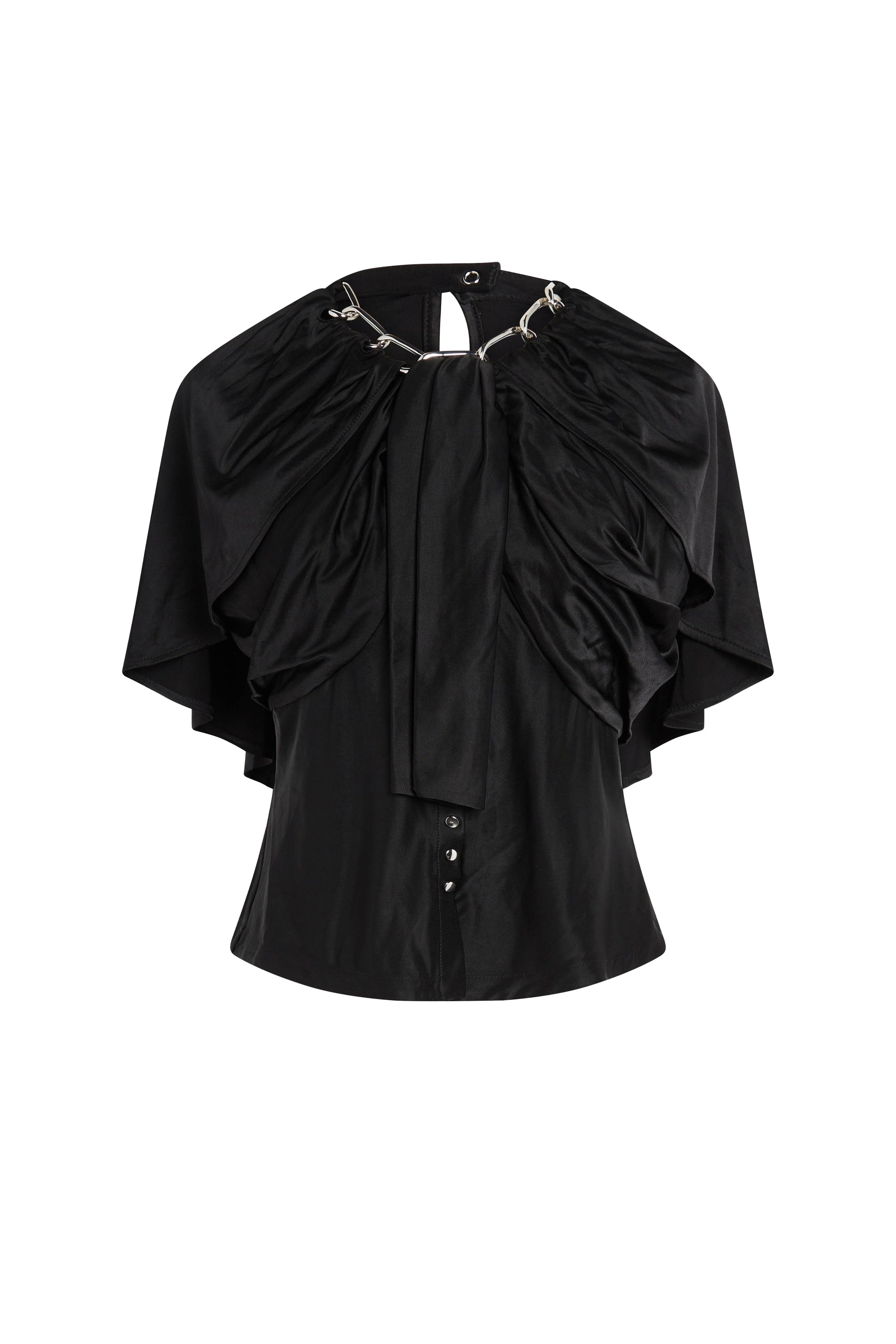 Blouse à manches drapées et à chaîne - Black