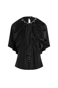 Blouse à manches drapées et à chaîne - Black