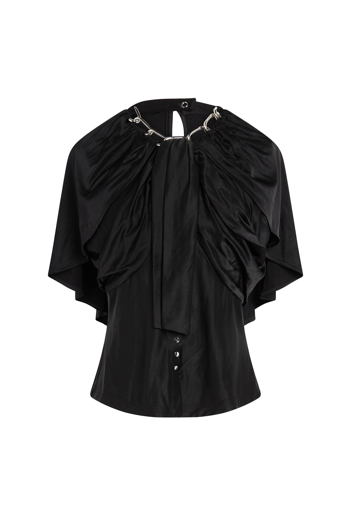 Blouse à manches drapées et à chaîne - Black