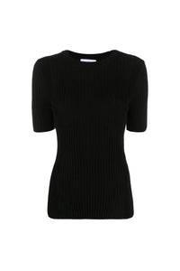 Ribbed short sleeve top - Black