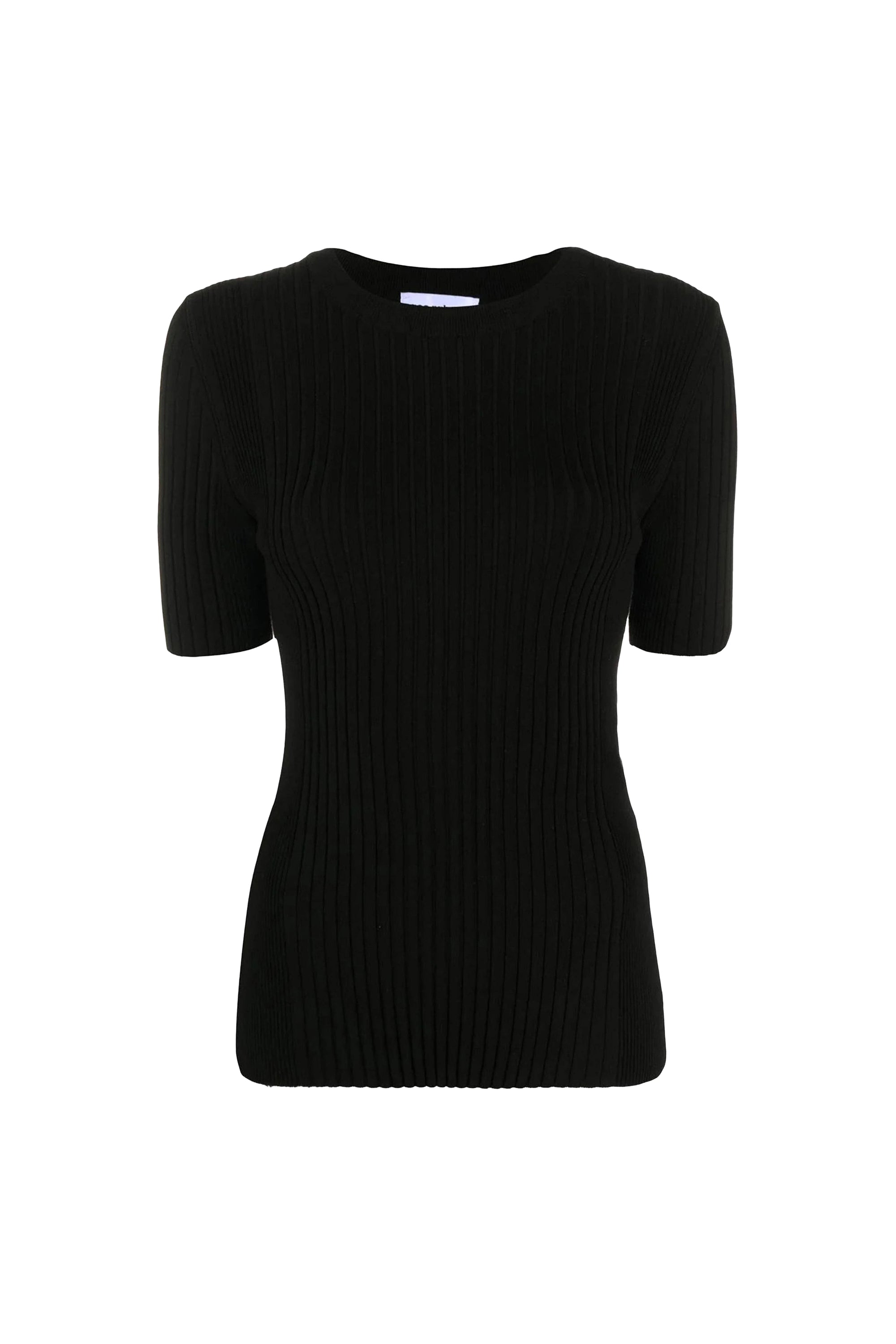 Ribbed short sleeve top - Black