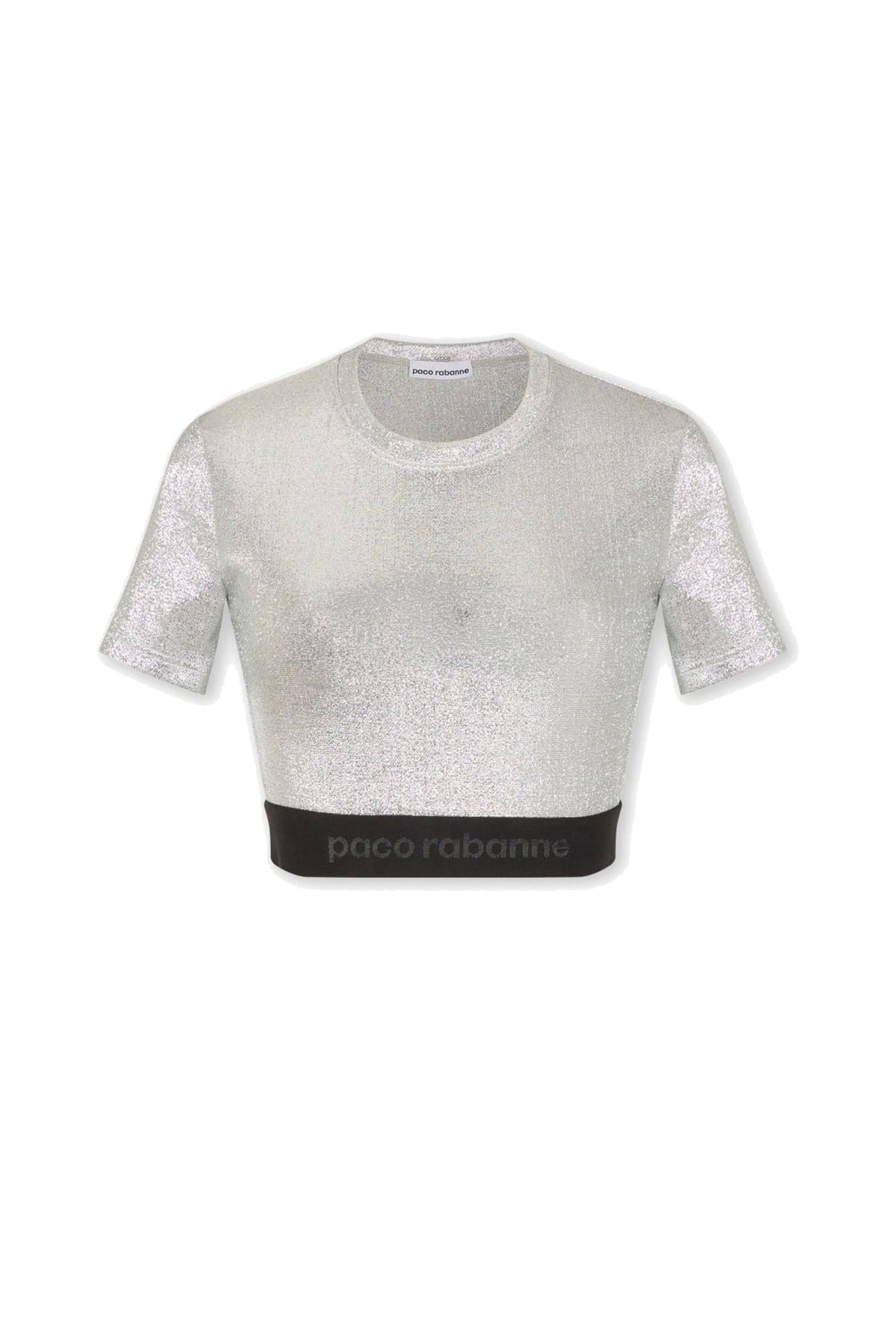 Crop top brodé d'un logo métallique - Silver