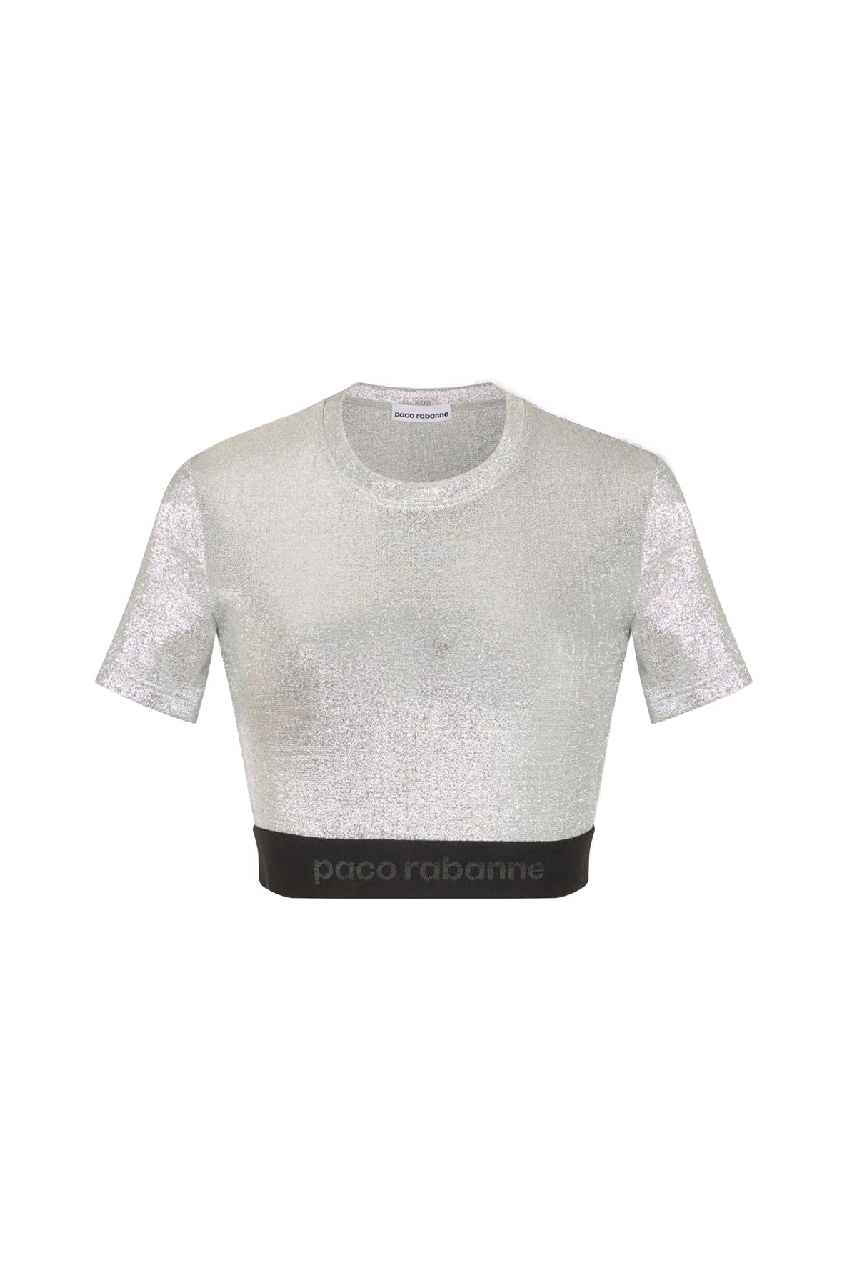 Crop top brodé d'un logo métallique - Silver