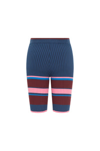 Cycliste côtelé tricolore - Navy Pink