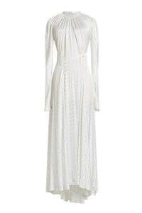 Robe longue évasée à clous - Ecru