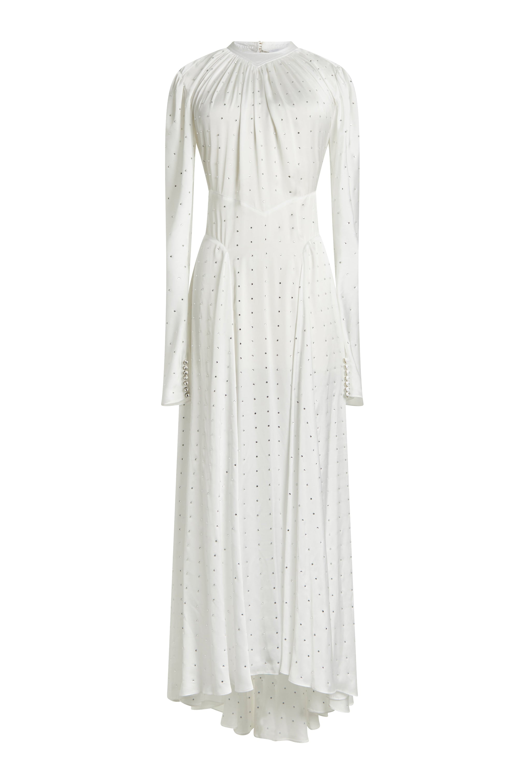 Robe longue évasée à clous - Ecru